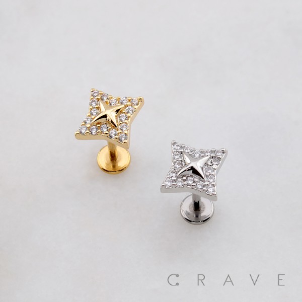 CELESTIAL STARBURST MULTI CZ CRESCENT THREADLESS (PUSH IN) 316L SURGICAL STEEL LABRET SET